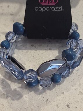 paparazzi Blue Crystal & Metallic Accent Stretch Bracelet
